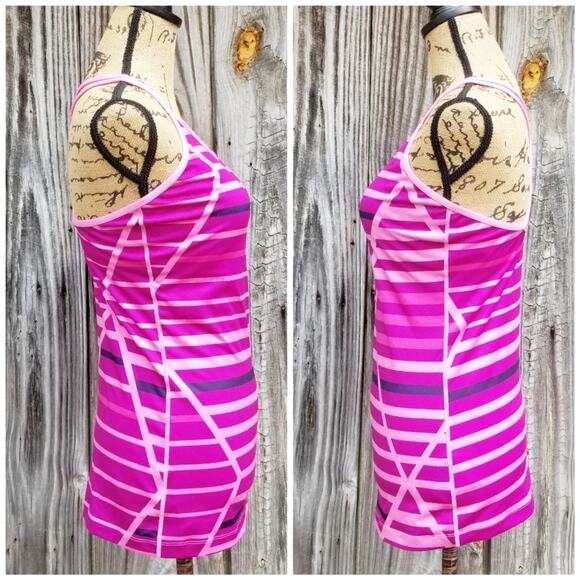 Strappy Nike Tank Size M Purple Pink Stripe Top Crisscross Racer Back - Picture 3 of 10